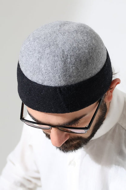 Men’s Muslim Kufi Hat – Two - Tone Felt Wool Dervish Cap - ihvan