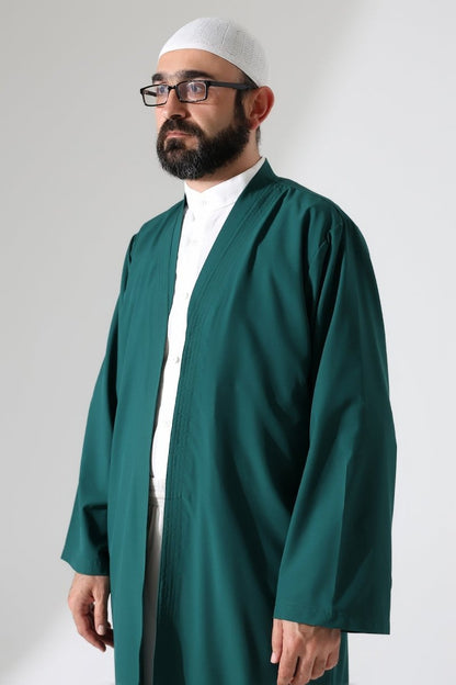 Men's Prayer Robe, Bukhara Collar, Pocketed, Green - (Brt) - ihvan