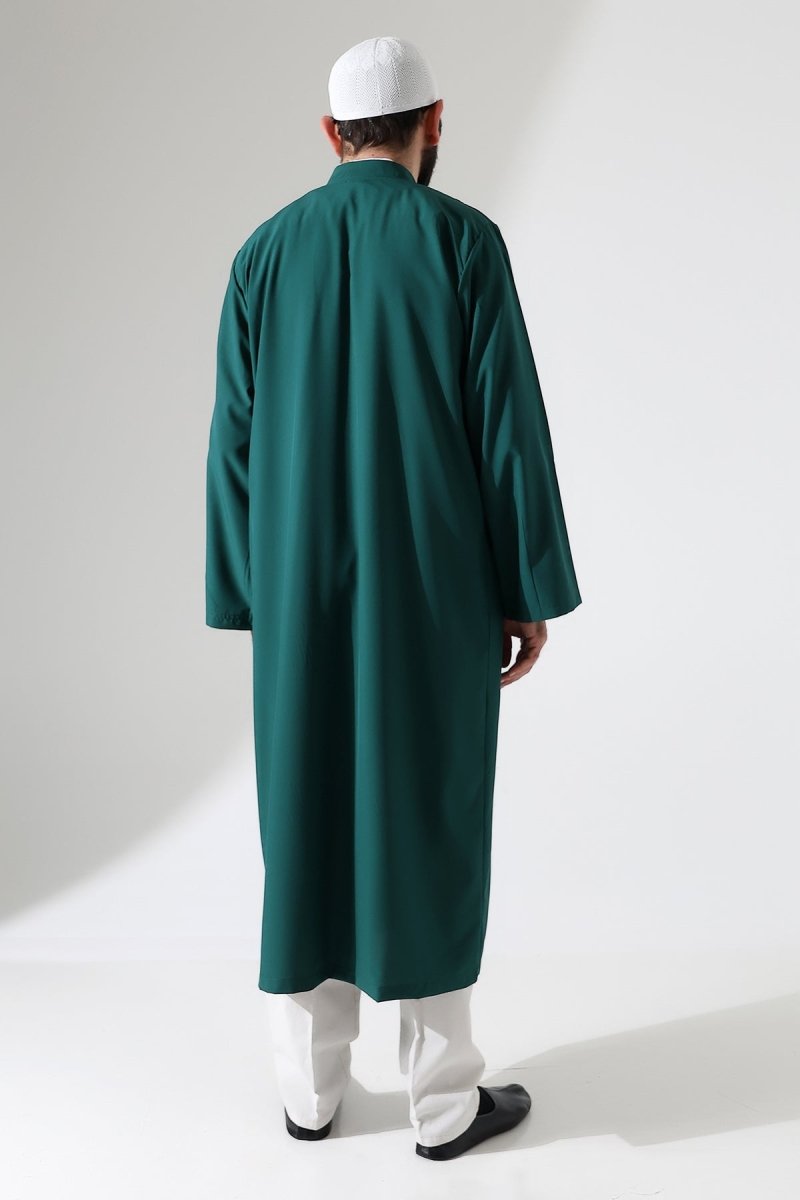Men's Prayer Robe, Bukhara Collar, Pocketed, Green - (Brt) - ihvan