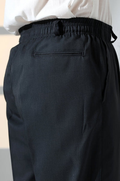 Men's Relaxed Fit Elastic Waistband Pocketed Fabric Harem Pants for Hajj and Umrah - Anthracite (ISR) - ihvan