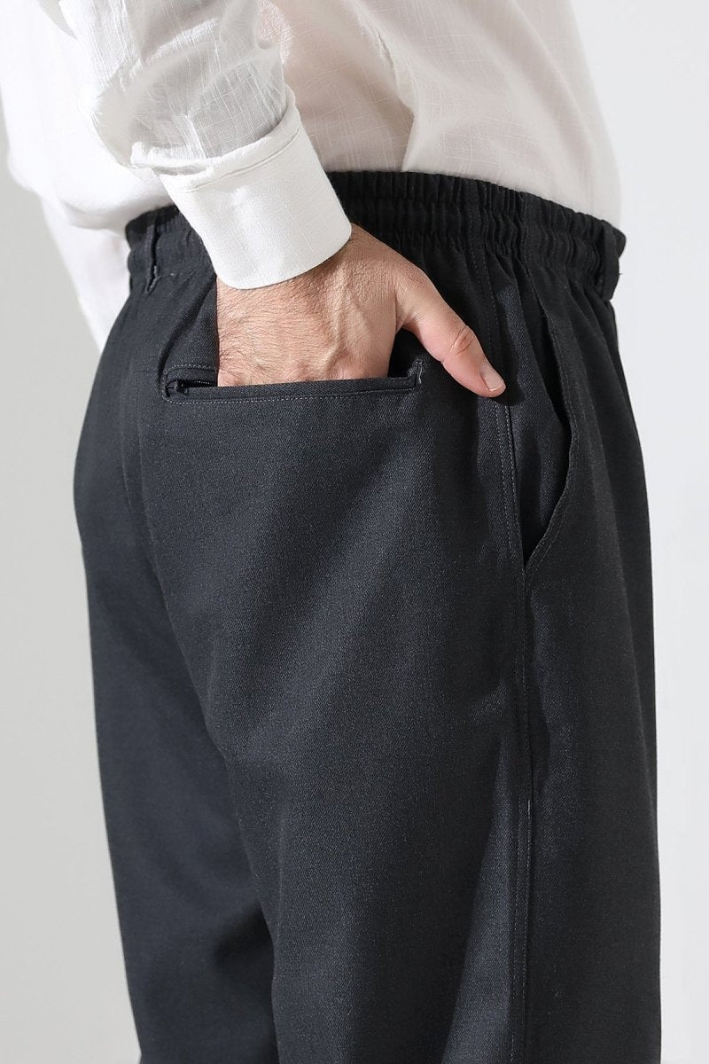 Men's Winter Comfortable Fit Elastic Waist Pocketed Modern Fabric Harem Pants - Anthracite (IHVN) - ihvan
