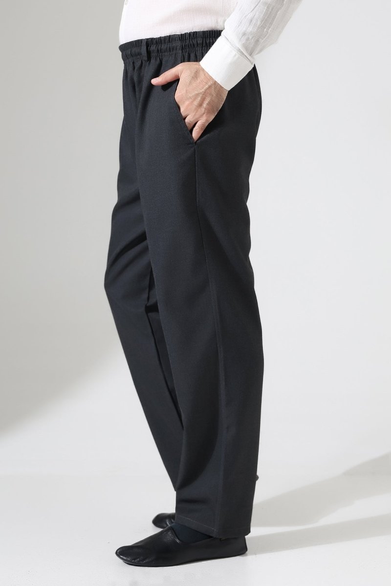 Men's Winter Comfortable Fit Elastic Waist Pocketed Modern Fabric Harem Pants - Anthracite (IHVN) - ihvan