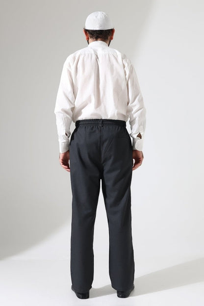 Men's Winter Comfortable Fit Elastic Waist Pocketed Modern Fabric Harem Pants - Anthracite (IHVN) - ihvan