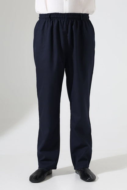 Men's Winter Comfortable Fit Elastic Waist Pocketed Modern Fabric Harem Pants - Navy Blue (IHVN) - ihvan