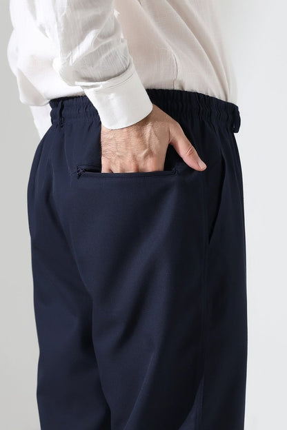 Men's Winter Comfortable Fit Elastic Waist Pocketed Modern Fabric Harem Pants - Navy Blue (IHVN) - ihvan