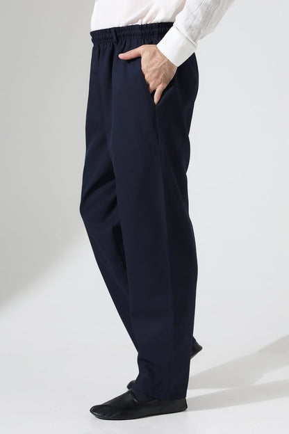 Men's Winter Comfortable Fit Elastic Waist Pocketed Modern Fabric Harem Pants - Navy Blue (IHVN) - ihvan