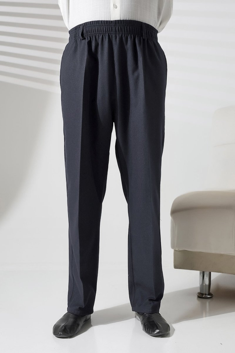 Men's Winter Wool-Influence Fabric Harem Pants with Elastic Waist and Pockets - Anthracite (ISR) - ihvan