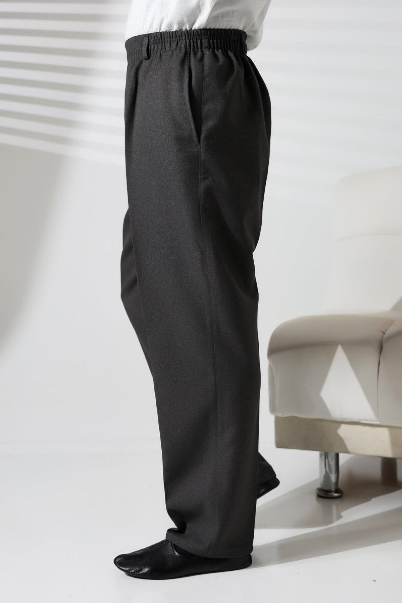 Men's Winter Wool-Influence Fabric Harem Pants with Elastic Waist and Pockets - Dark Gray (ISR) - ihvan