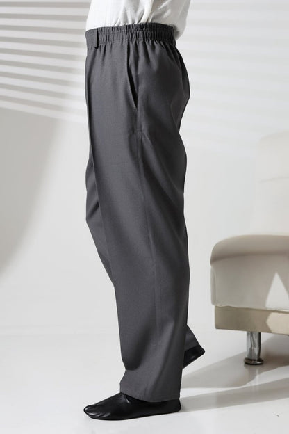Men's Winter Wool-Influence Fabric Harem Pants with Elastic Waist and Pockets - Grey (ISR) - ihvan