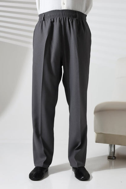 Men's Winter Wool-Influence Fabric Harem Pants with Elastic Waist and Pockets - Grey (ISR) - ihvan