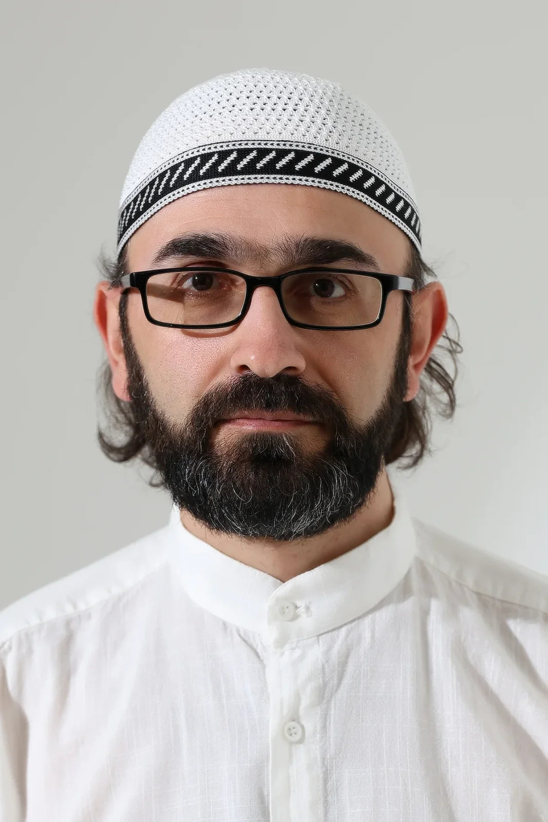 Milad Stripe-Detail Kufi Prayer Cap – Patterned Machine-Knitted Muslim Cap