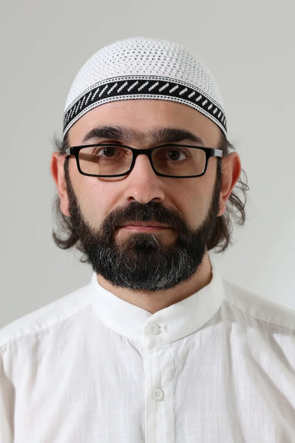 Milad Stripe-Detail Kufi Prayer Cap – Patterned Machine-Knitted Muslim Cap