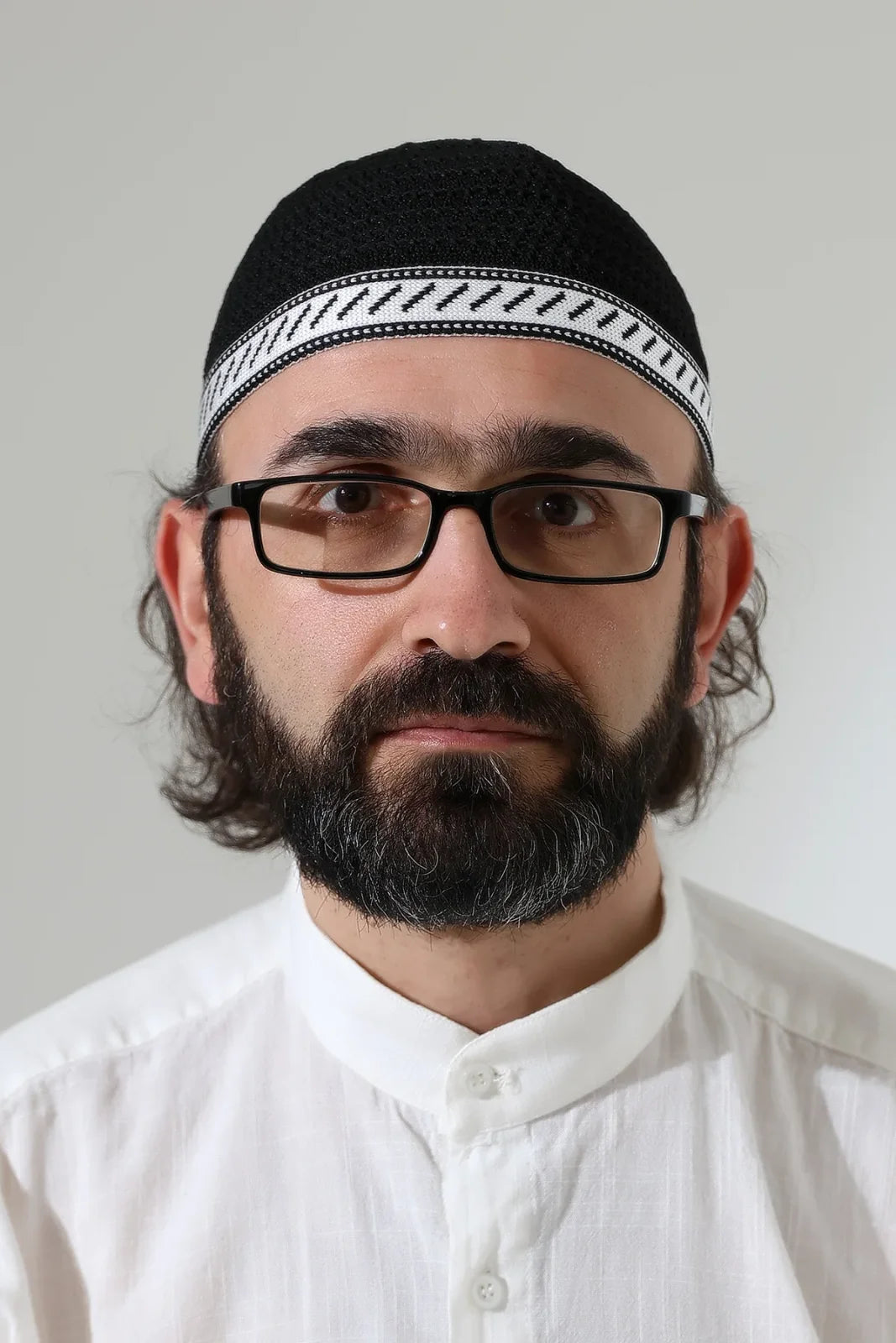Milad Stripe-Detail Kufi Prayer Cap – Patterned Machine-Knitted Muslim Cap
