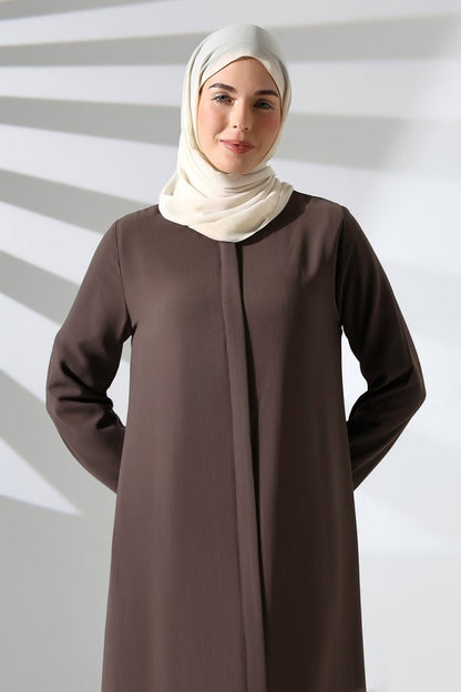 Milk Coffee Plain Hidden Zipper Chandelier Hajj Umrah Hijab Abaya - ihvan