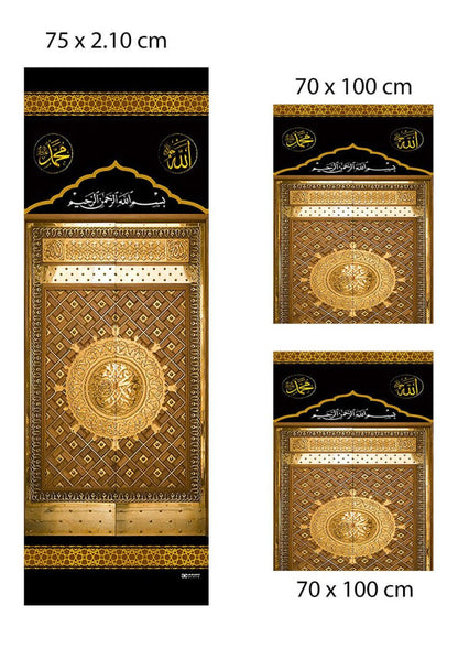 Minbar Curtain Set – 3 - Piece Set with Rollable Stor, Satin Fabric - ihvan