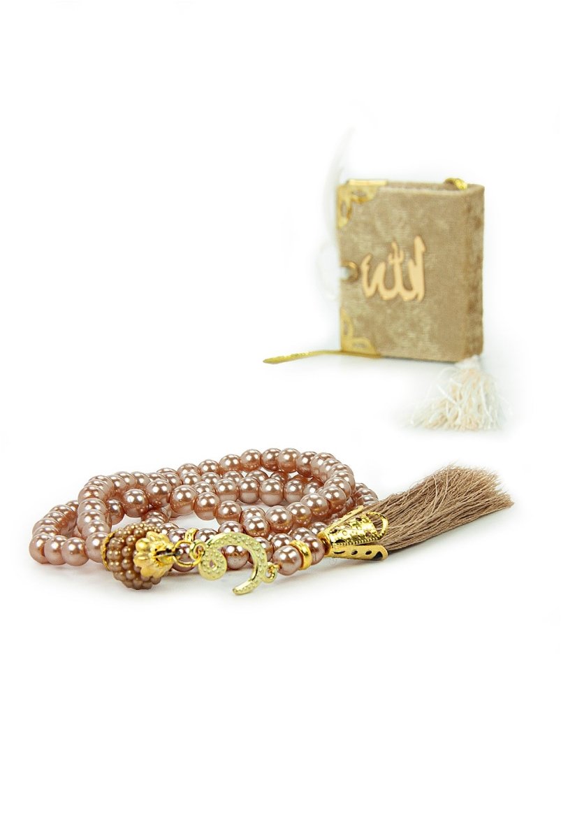 Mini Velvet Quran and Pearl Tasbeeh Gift Set – Elegant Mevlut Favor - ihvan