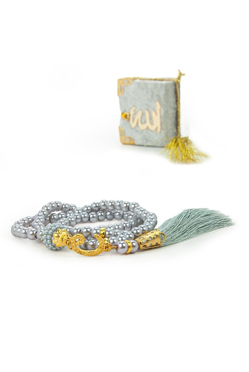 Mini Velvet Quran and Pearl Tasbeeh Gift Set – Elegant Mevlut Favor - ihvan