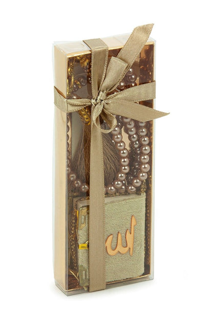 Mini Velvet Quran and Pearl Tasbeeh Gift Set – Elegant Mevlut Favor - ihvan