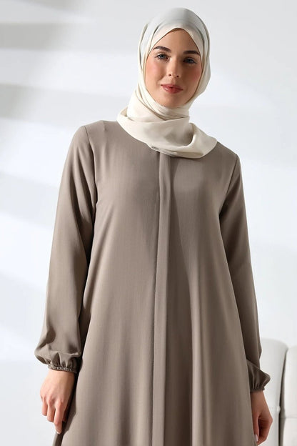 Mink Plain Concealed Zipper A-Line Hajj & Umrah Modest Abaya Abaya - ihvan