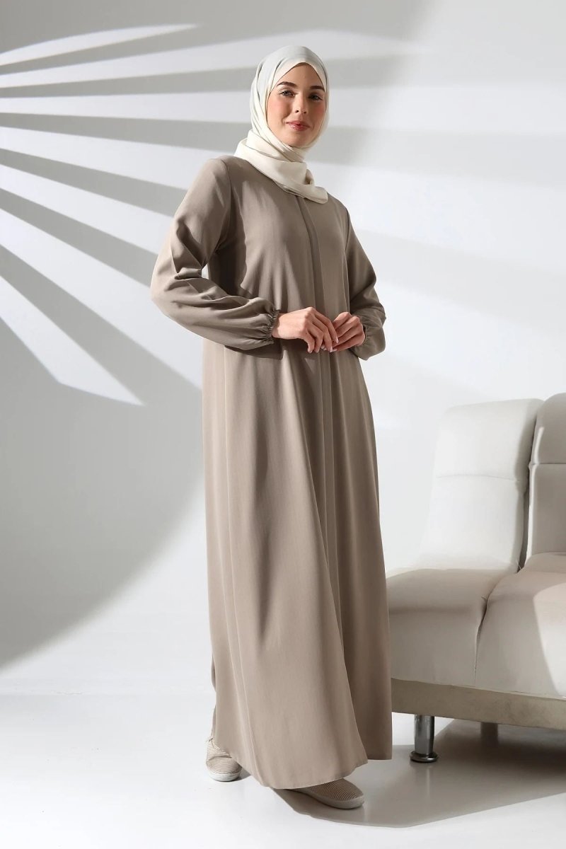 Mink Plain Hidden Zipper Chandelier Hajj Umrah Hijab Abaya - ihvan