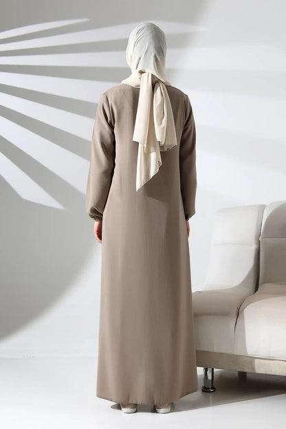 Mink Plain Hidden Zipper Chandelier Hajj Umrah Hijab Abaya - ihvan