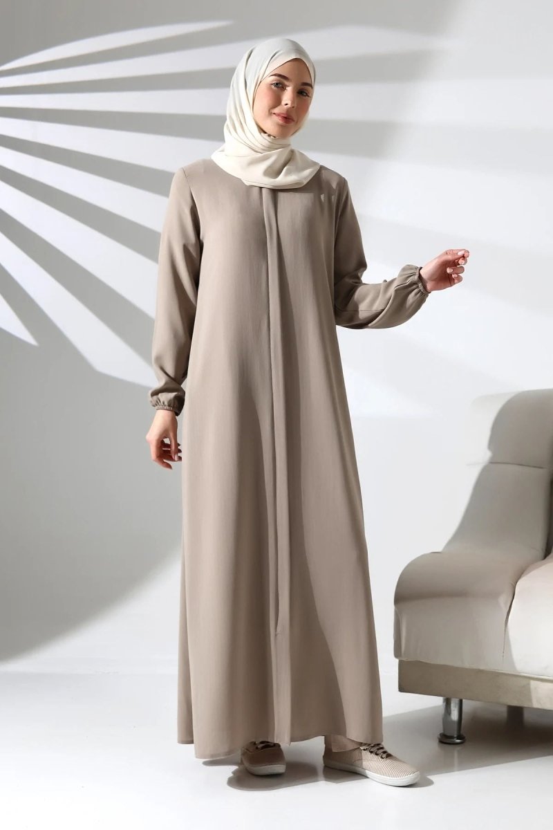 Mink Plain Hidden Zipper Chandelier Hajj Umrah Hijab Abaya - ihvan
