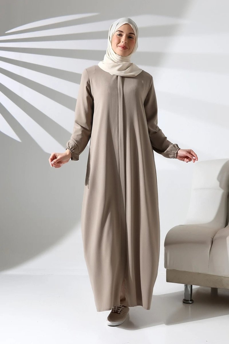 Mink Plain Hidden Zipper Chandelier Hajj Umrah Hijab Abaya - ihvan