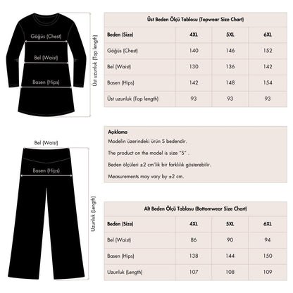 Modest Swimsuit Basic Plus Size Zip - Up Long Sleeved with Pants 24215 - 26 Black - ihvan