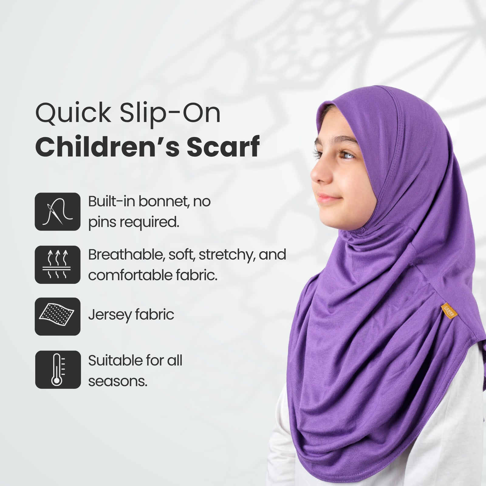 Easy to Wear Instant Hijab for Girls | Soft Viscose One-Piece Kids Headscarf for School, Prayer