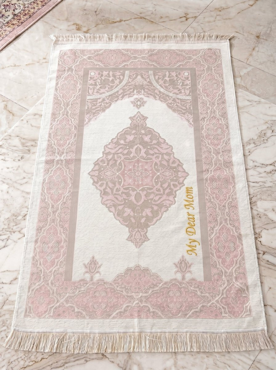 Mother Days Gift - Personalized Prayer Mat and Tasbeeh Pink - ihvan