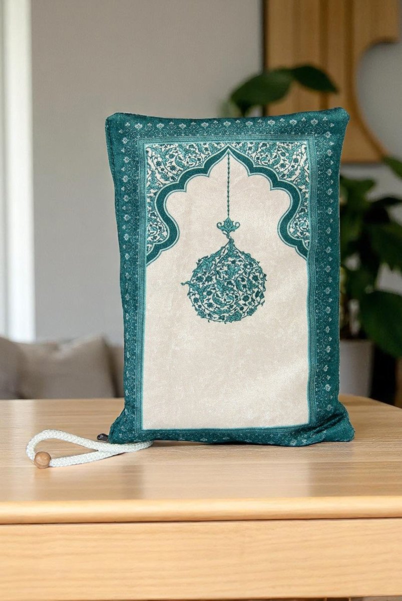Muslim Prayer Rug with Portable Fabric Bag – Soft Travel Sajadah, Islamic Gift for Eid & Ramadan - ihvan