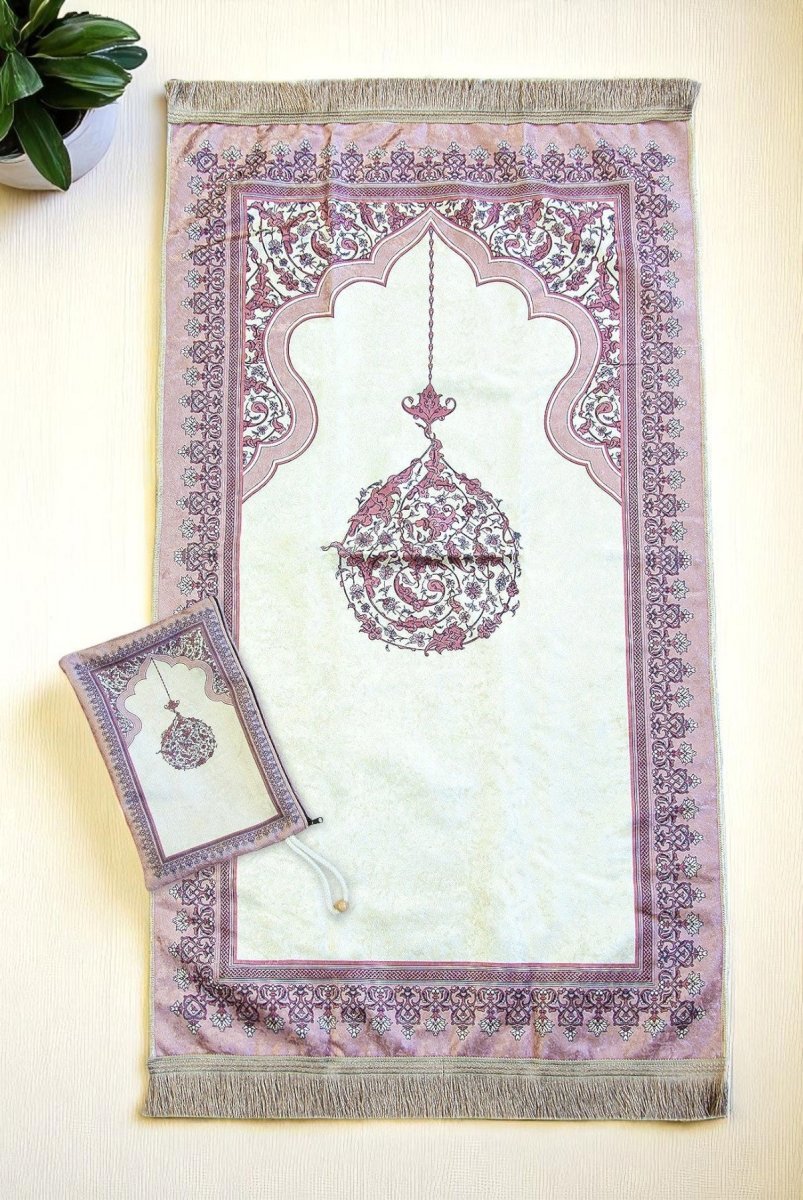Muslim Prayer Rug with Portable Fabric Bag – Soft Travel Sajadah, Islamic Gift for Eid & Ramadan - ihvan