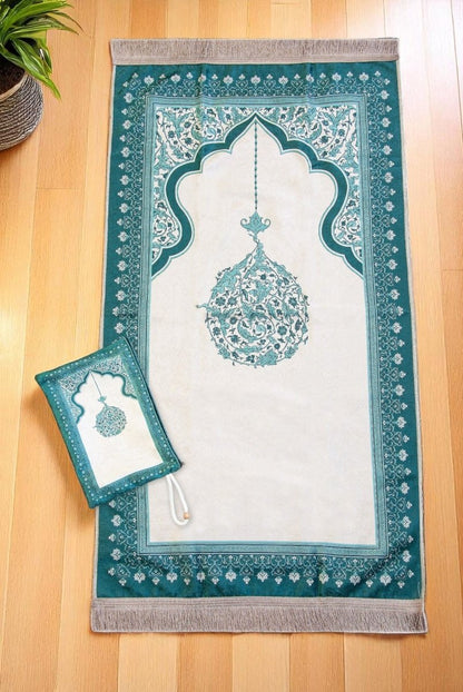 Muslim Prayer Rug with Portable Fabric Bag – Soft Travel Sajadah, Islamic Gift for Eid & Ramadan - ihvan