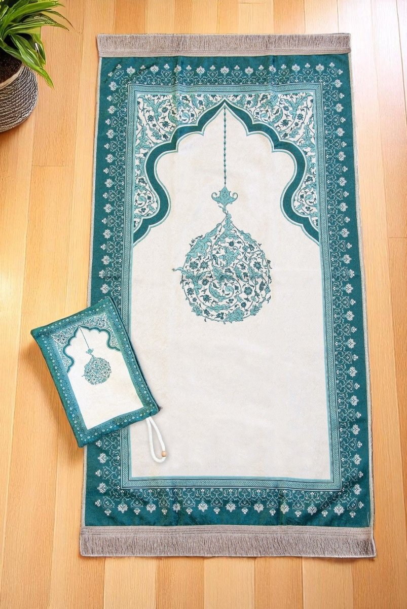 Muslim Prayer Rug with Portable Fabric Bag – Soft Travel Sajadah, Islamic Gift for Eid & Ramadan - ihvan