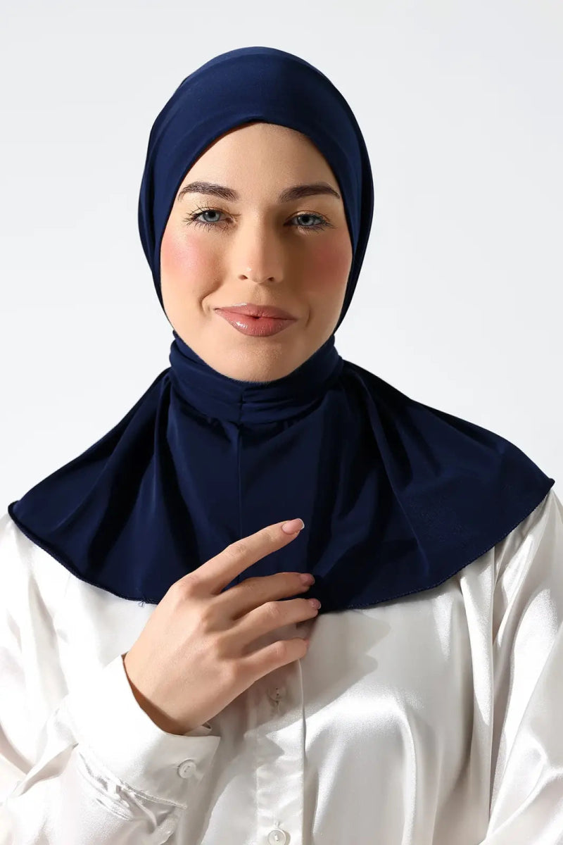 Muslim Women’s Snap - On Hijab Undercap – White Ready - to - Wear Practical Scarf - ihvan