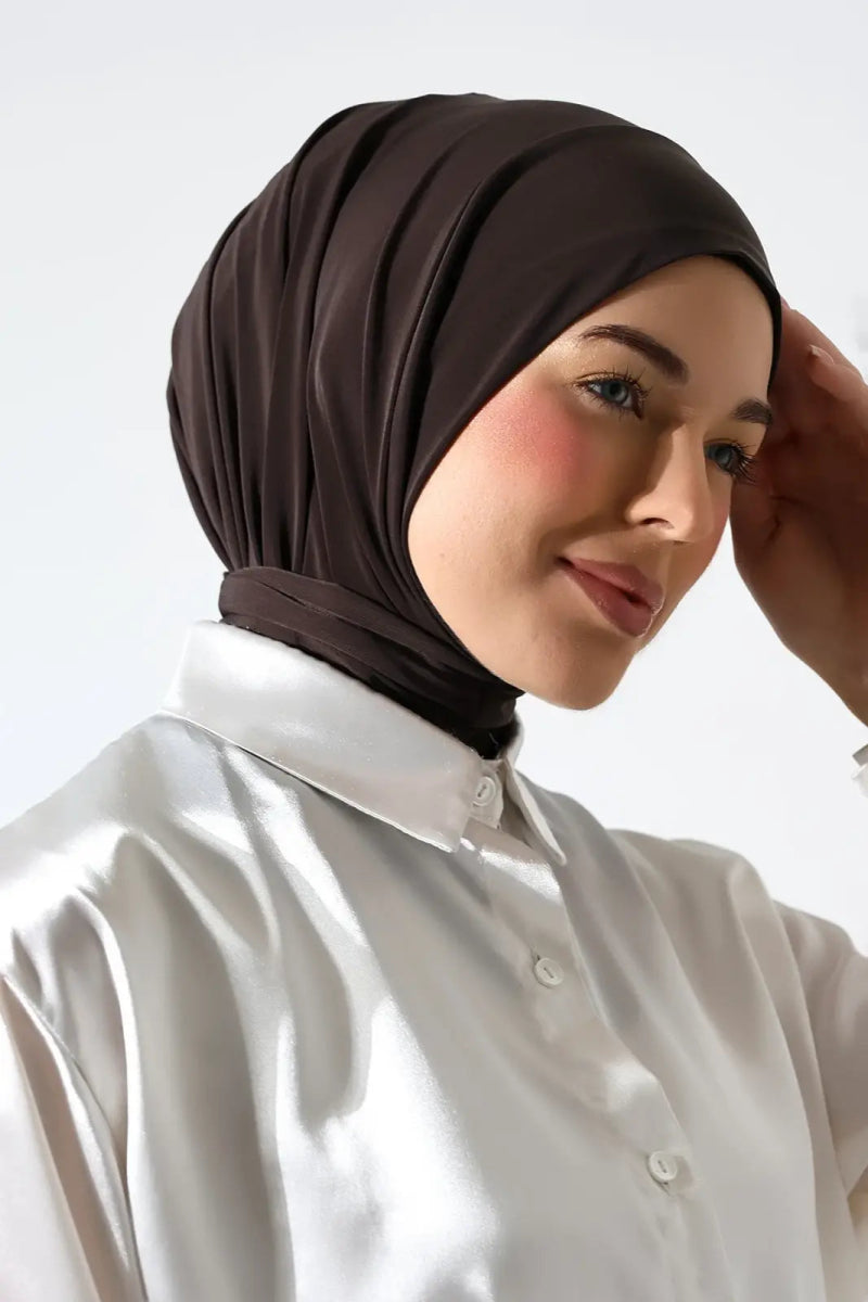 Muslim Women’s Snap - On Hijab Undercap – White Ready - to - Wear Practical Scarf - ihvan