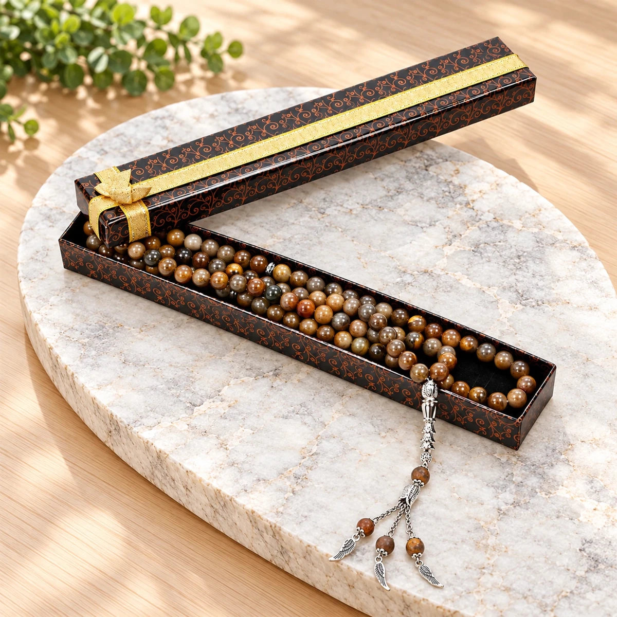 Natural Onyx Stone Tasbih – 99 Beads – Round Cut - ihvan