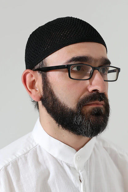 Stretch Knitted Prayer Kufi Cap – Lightweight Classic Muslim Cap