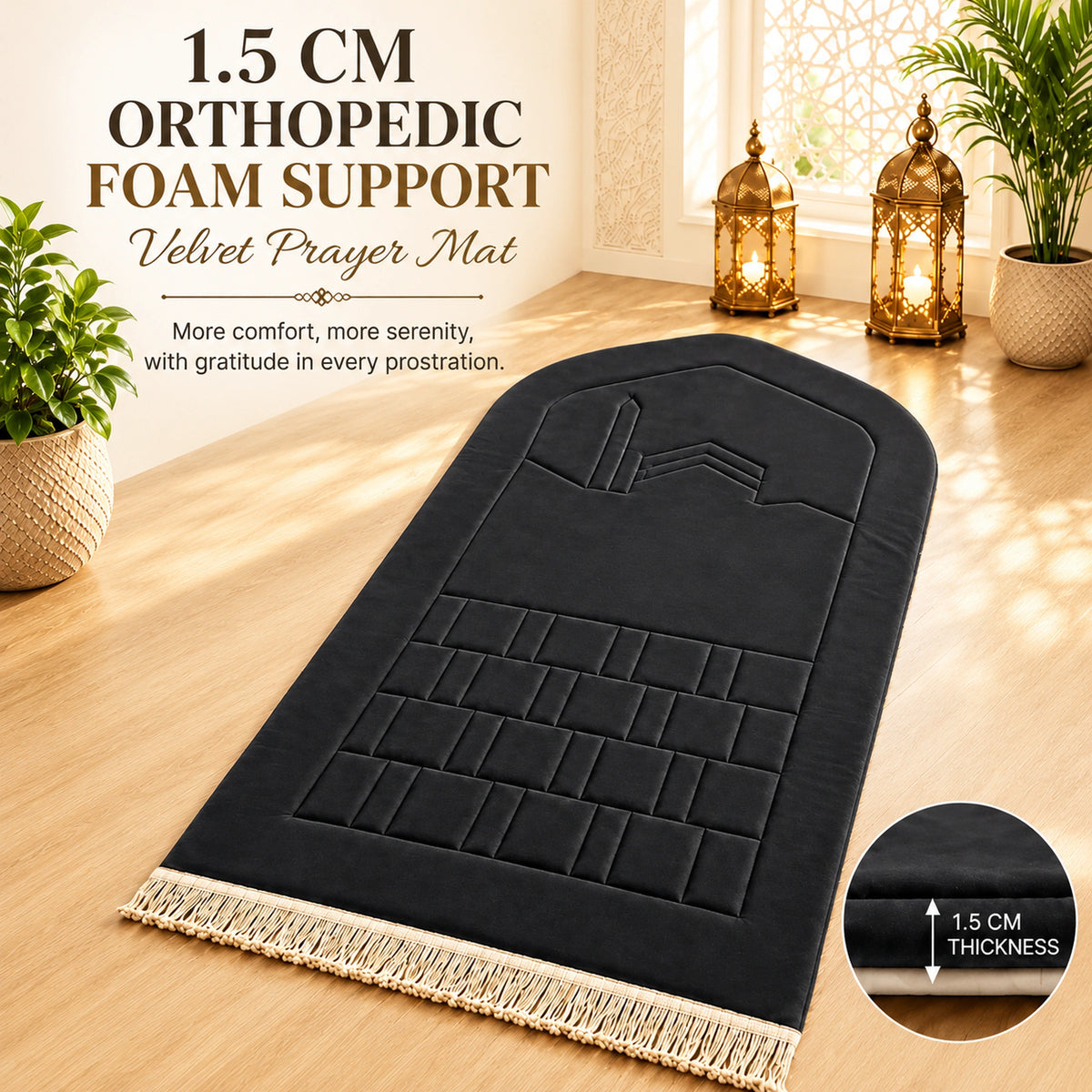 Orthopedic Padded Prayer Mat – Thick Soft Prayer Rug with Knee & Joint Support