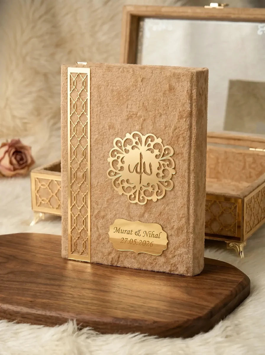 Personalised Velvet Quran Gift Set with Decorative Storage Chest - ihvan