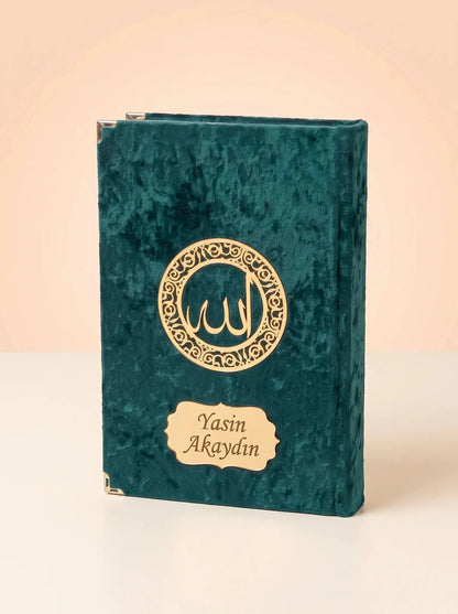 Personalised Velvet Quran Gift Set with Rehal & Storage Chest – Rahiya Series - ihvan
