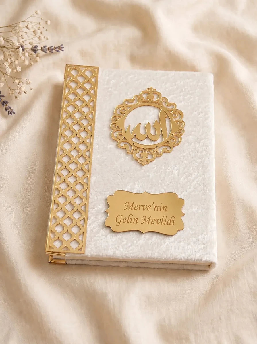 Personalized 5-Piece Islamic Wedding Gift Set with Yaseen Book, Prayer Mat & Prayer Scarf - ihvan