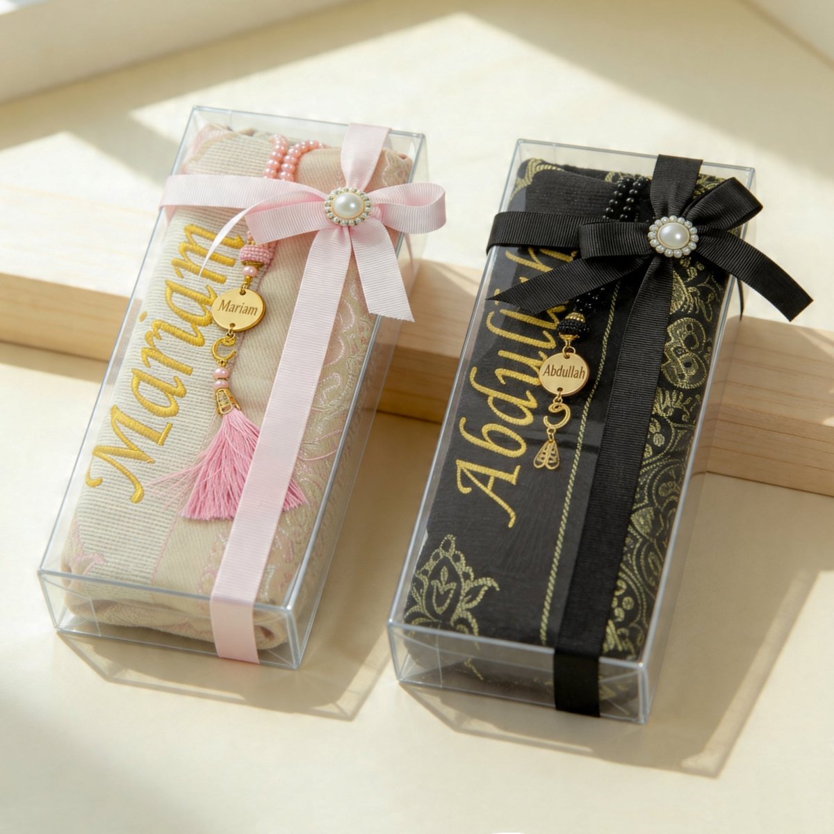 Personalized Islamic Gift, Prayer Mat and Tasbeeh, Couple Set, Wedding Gift - ihvan