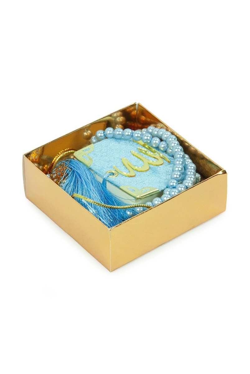 Personalized Mini Velvet Quran Gift Set with Pearl Tasbeeh in Decorative Box – Mevlut Favor - ihvan