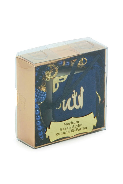 Personalized Mini Velvet Quran Gift Set with Pearl Tasbeeh in Decorative Box – Mevlut Favor - ihvan