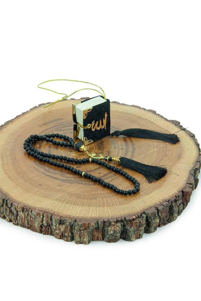 Personalized Mini Velvet Quran Gift Set with Pearl Tasbeeh in Decorative Box – Mevlut Favor - ihvan