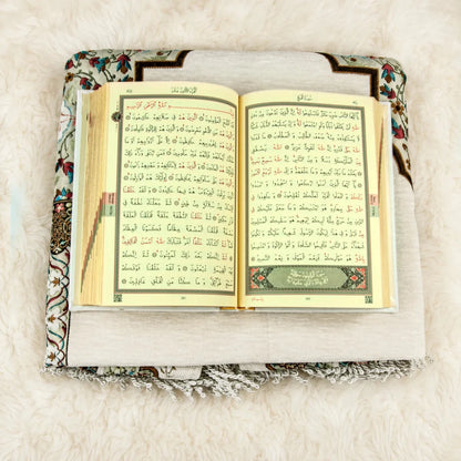 Personalized Quran and Prayer Mat Set for Islamic Gift White - ihvan