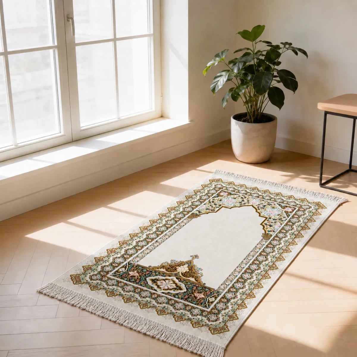 Personalized Quran and Prayer Mat Set for Islamic Gift White - ihvan