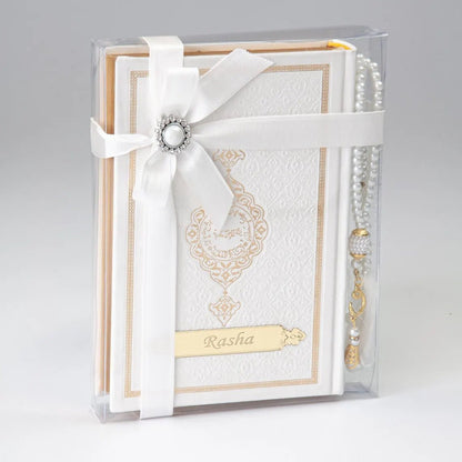 Personalized Quran Gift Set – Custom Name Tag, Medina Script & Prayer Beads in Luxury Box - ihvan