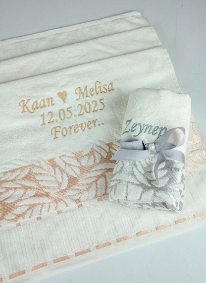 Personalized Turkish Bath Cotton Towel, Wedding gift, Embroidered Towel, Bridal Shower Gift - ihvan